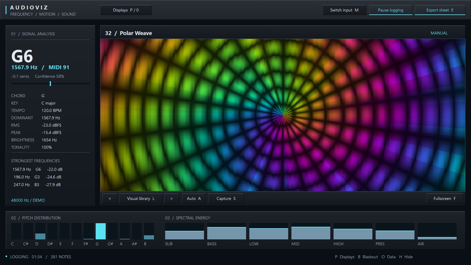 AudioViz radial colour visual